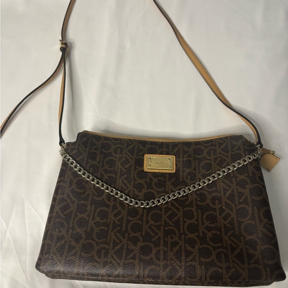 Calvin Klein Brown Crossbody Bag with Monogram Design - Picture 1 of 4